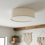 Lampada da soffitto a tamburo in lino per camera moderna