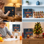 Calendario dell'Avvento di 24 giorni con bovini Highland come mini-figure collezionabili