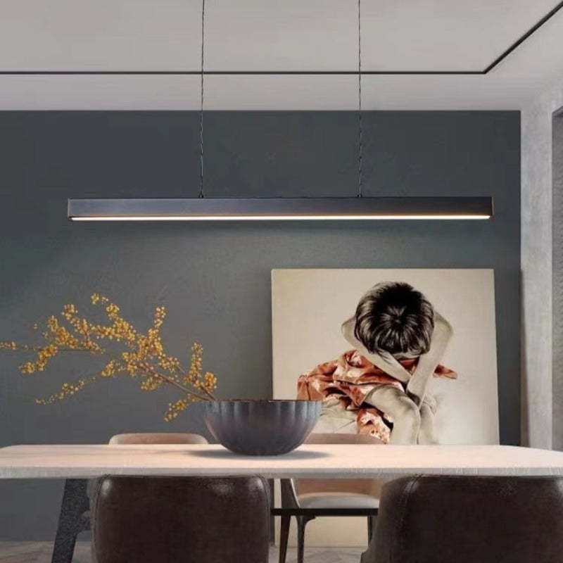 Lampada a sospensione LED in metallo lineare moderno Thala Nera/Marrone