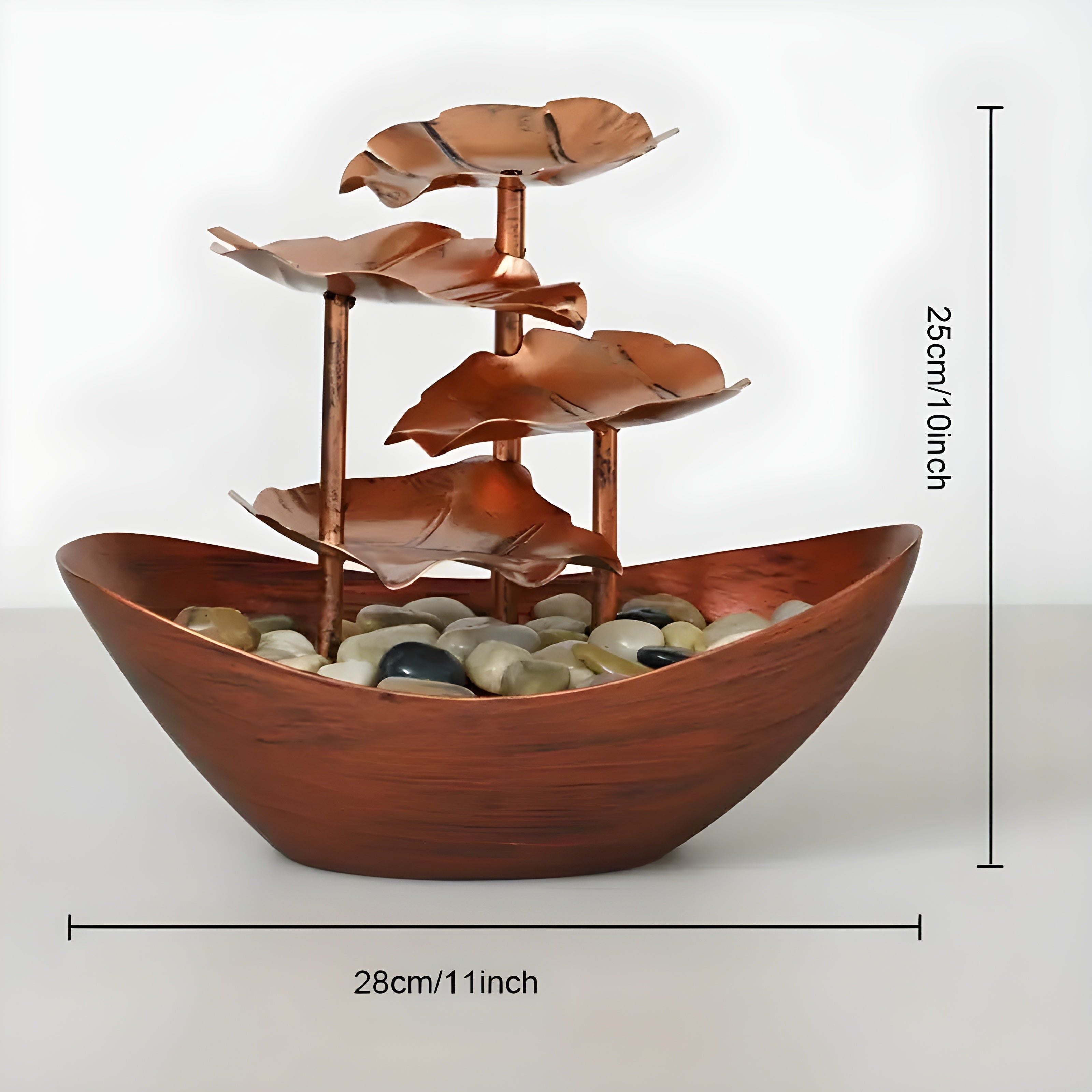 AquaAura - Fontana da Tavolo con Luce LED Realizzata con Foglie Rilassanti