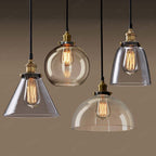 Arisha Industriale LED Lampada a Sospensione Vetro Chiaro/Ambra/Grigio Fumo
