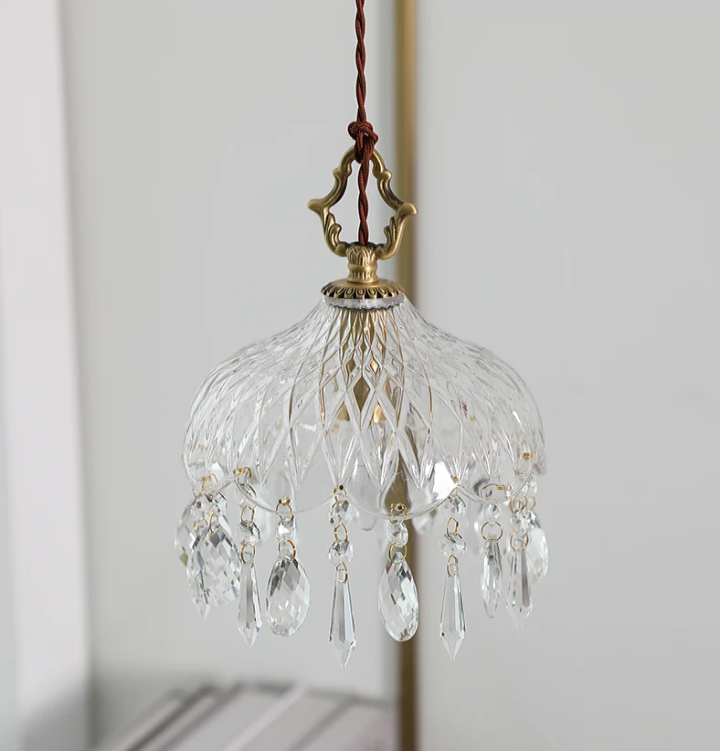 Lampada a sospensione in vetro retro francese