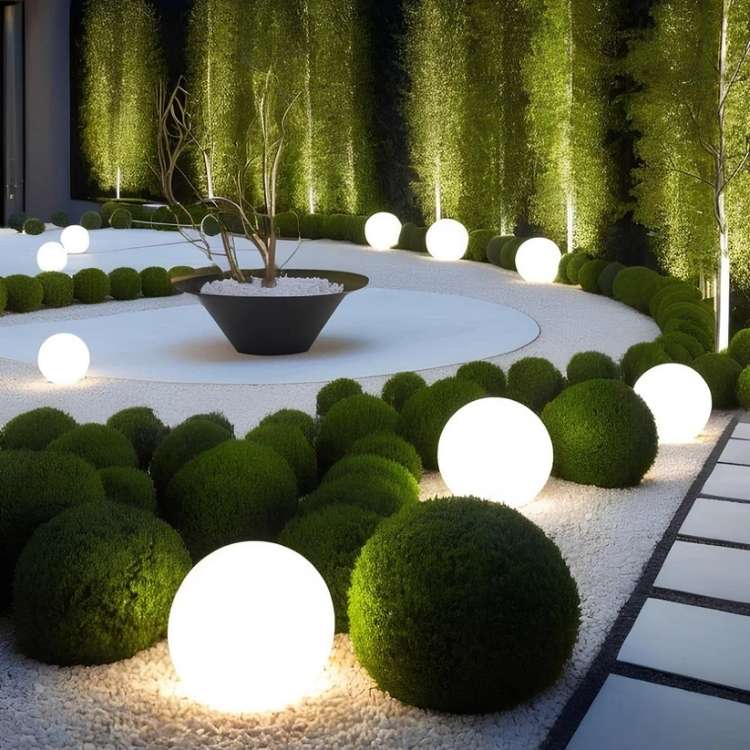Luci da Giardino Sferiche Illuminati per Esterni con Luce Diffusa Rotonda