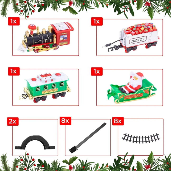 KerstExpress Treno Natalizio – Treno Natalizio in Movimento con Luce, Suono e Supporto per Albero