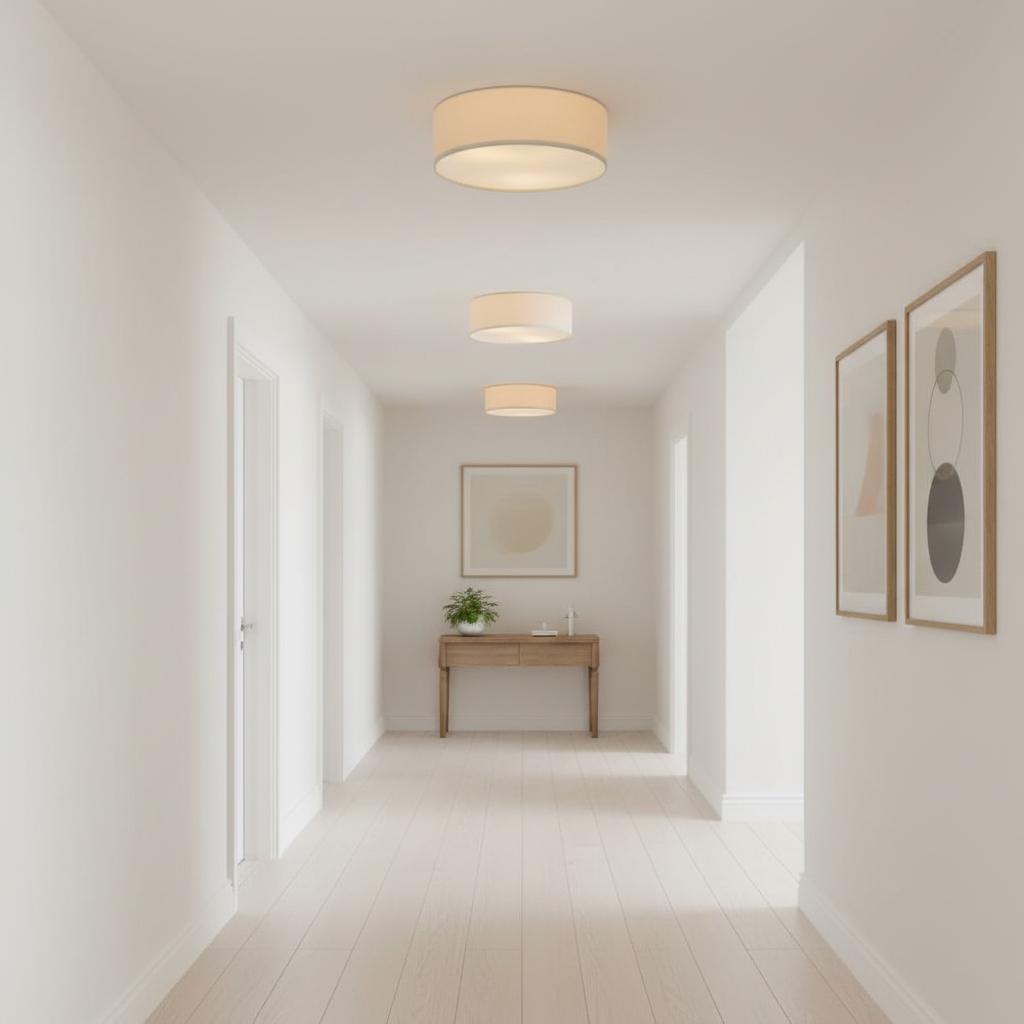 Lampada da soffitto a tamburo in lino per camera moderna