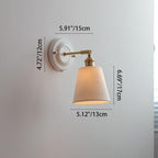 Applique da parete in ceramica vintage tradizionale rotonda in ottone con 1 luce per soggiorno