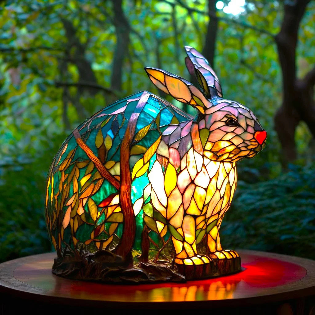 Lampada da tavolo in vetro colorato a forma di animale