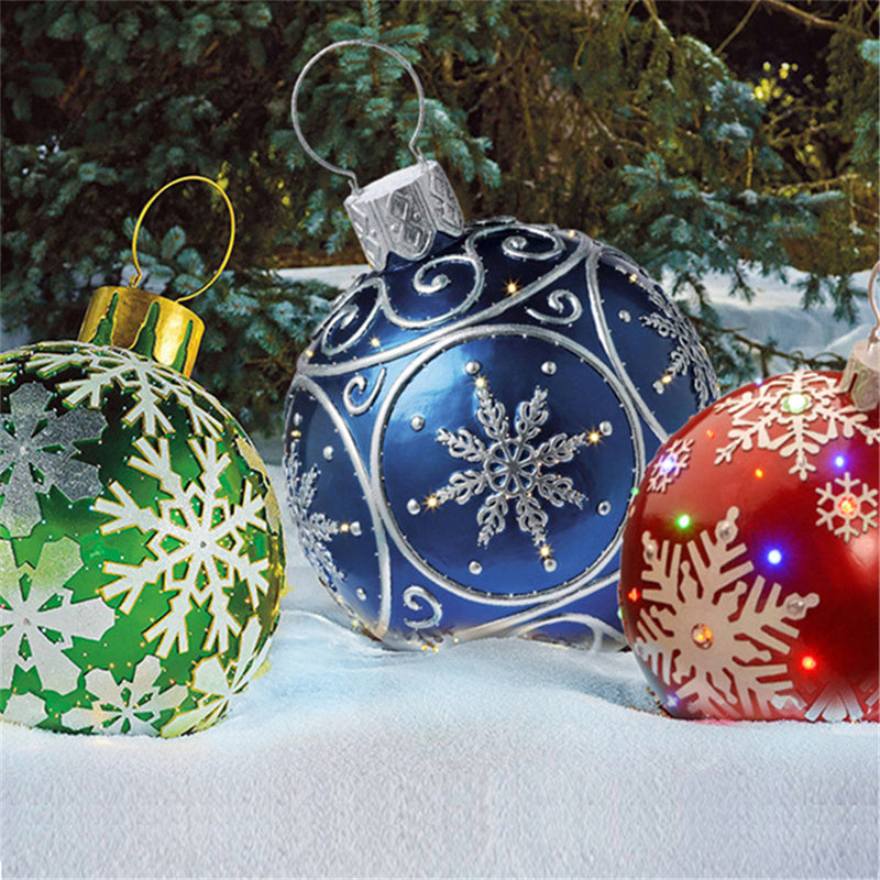 Palla di Natale Gonfiabile 60 cm – Decorazione Natalizia in PVC Resistente alle Intemperie per Esterni