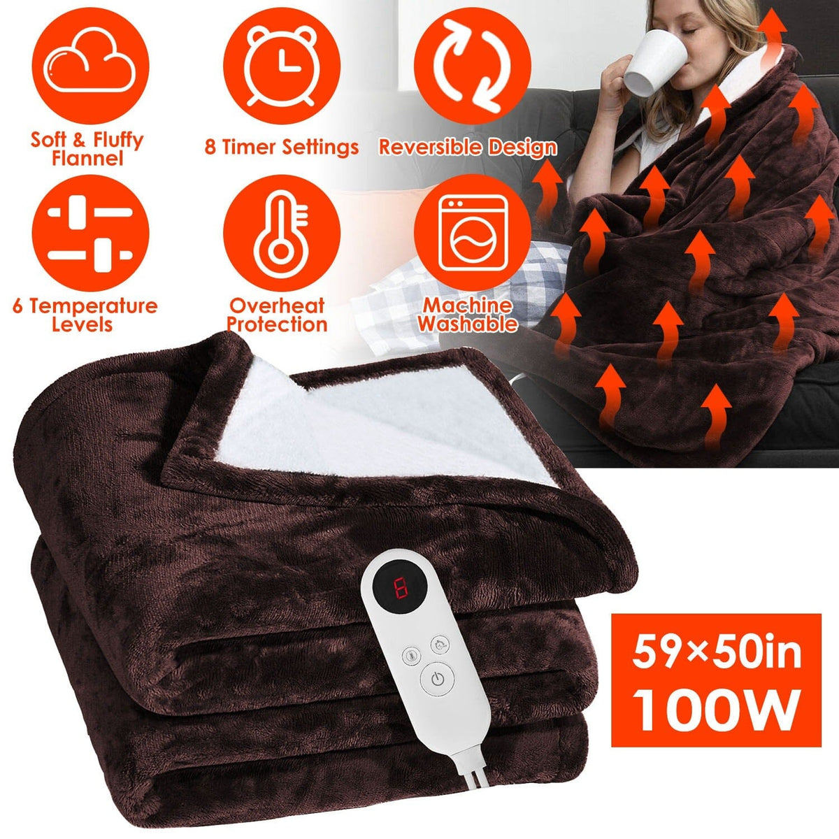 Coperte Elettriche in Flanella – Coperta Termica Extra Morbida per Notte Fredde