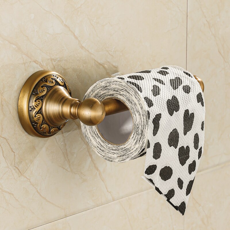 Elegante Porta Rotolo di Carta Igienica in Ottone Antico da Parete