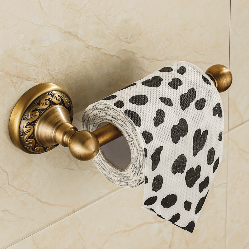 Elegante Porta Rotolo di Carta Igienica in Ottone Antico da Parete