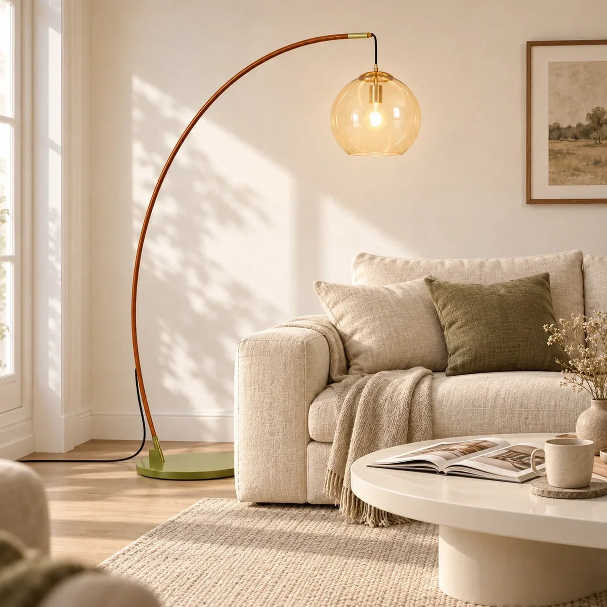 Lampada da Terra in Vetro Moderna – Illuminazione Elegante con Paralume in Vetro