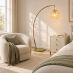 Lampada da Terra in Vetro Moderna – Illuminazione Elegante con Paralume in Vetro