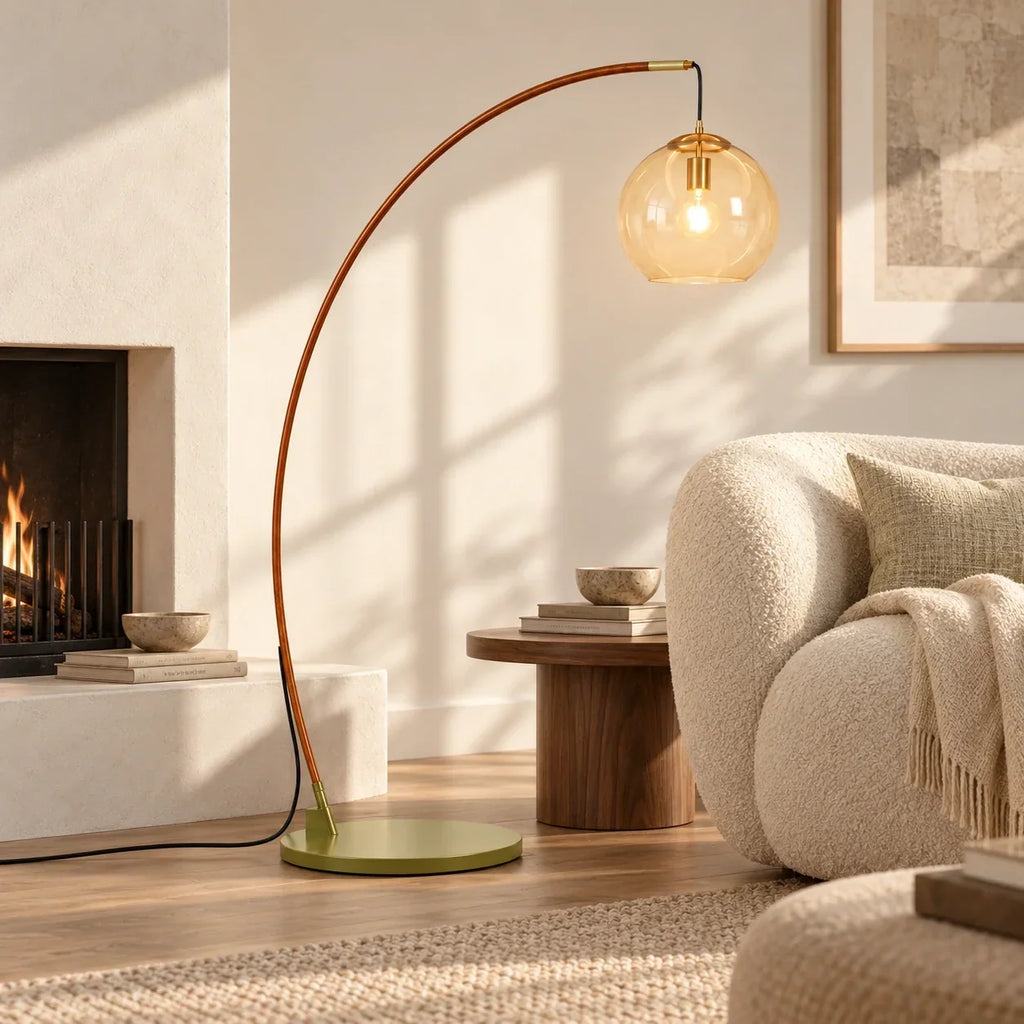 Lampada da Terra in Vetro Moderna – Illuminazione Elegante con Paralume in Vetro