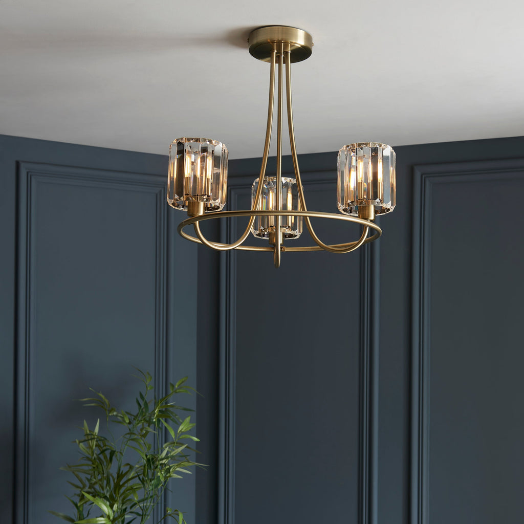 Endon Berenice 3lt Semi Flush Ottone Antico