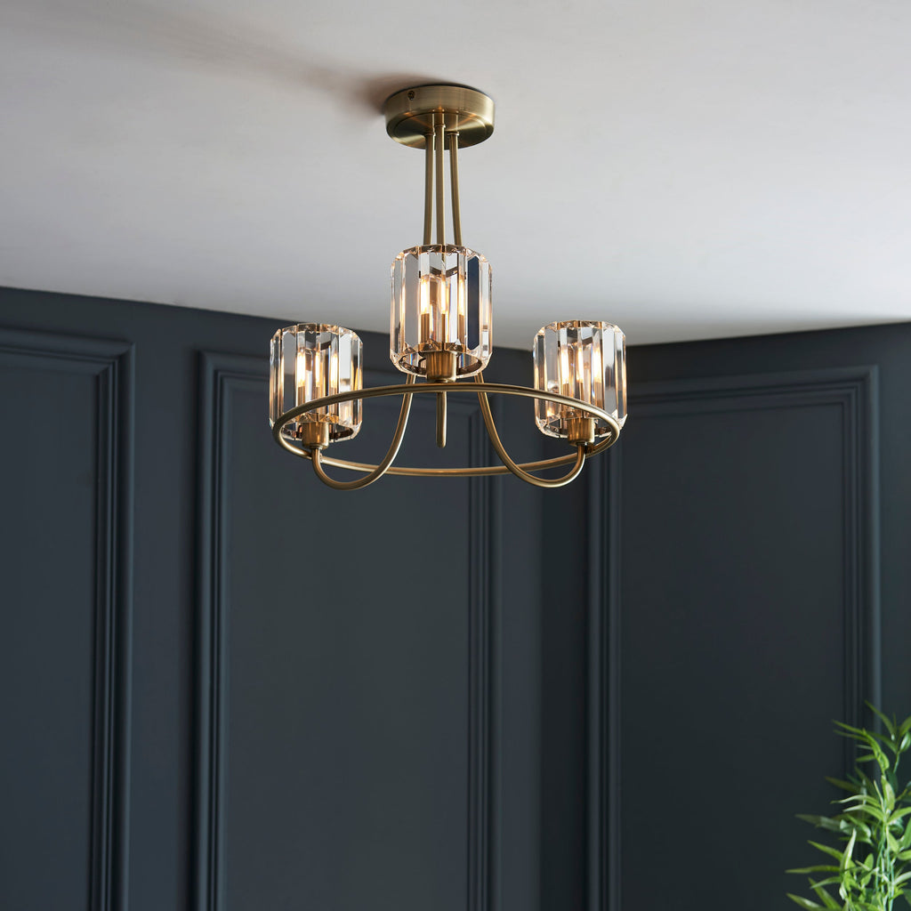 Endon Berenice 3lt Semi Flush Ottone Antico