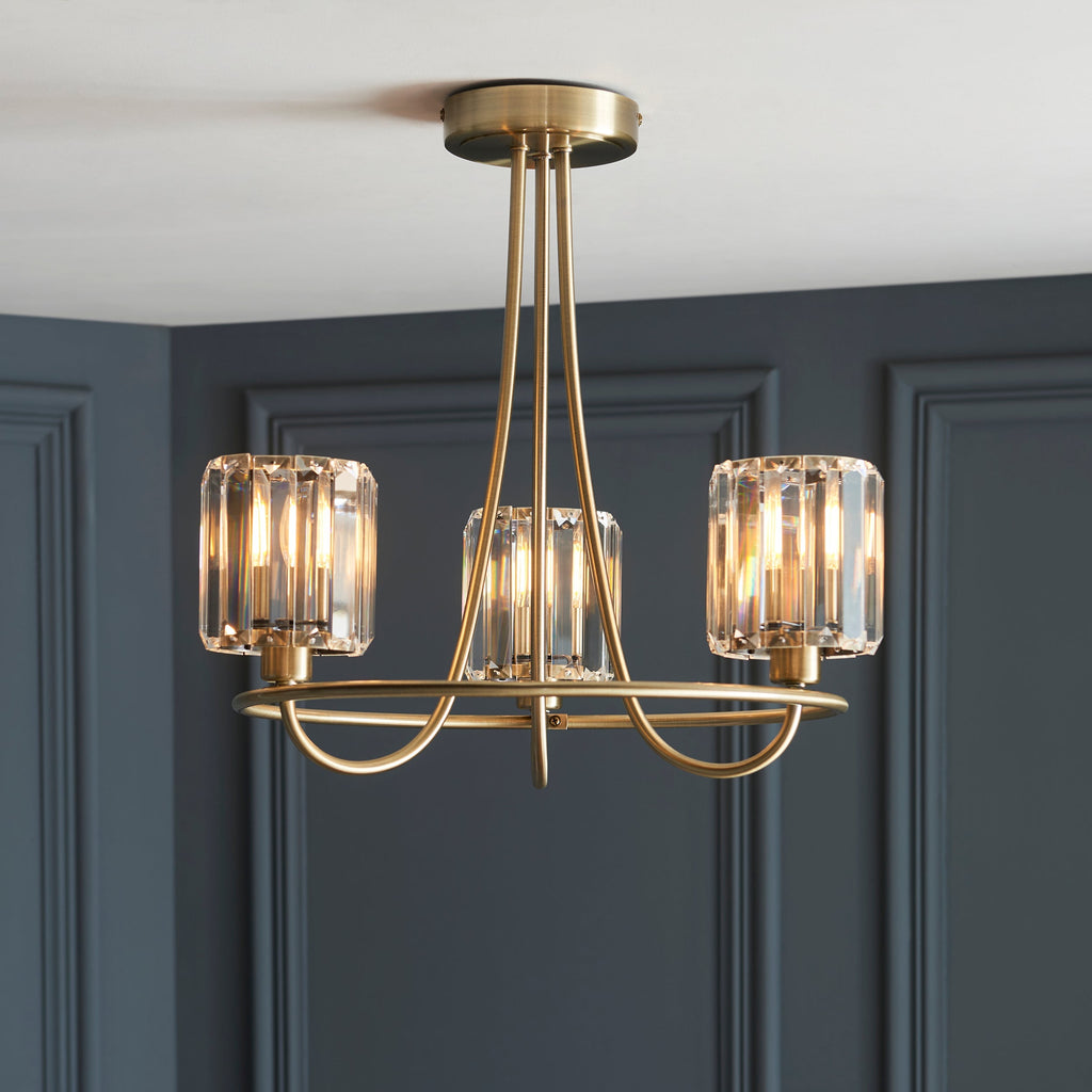 Endon Berenice 3lt Semi Flush Ottone Antico