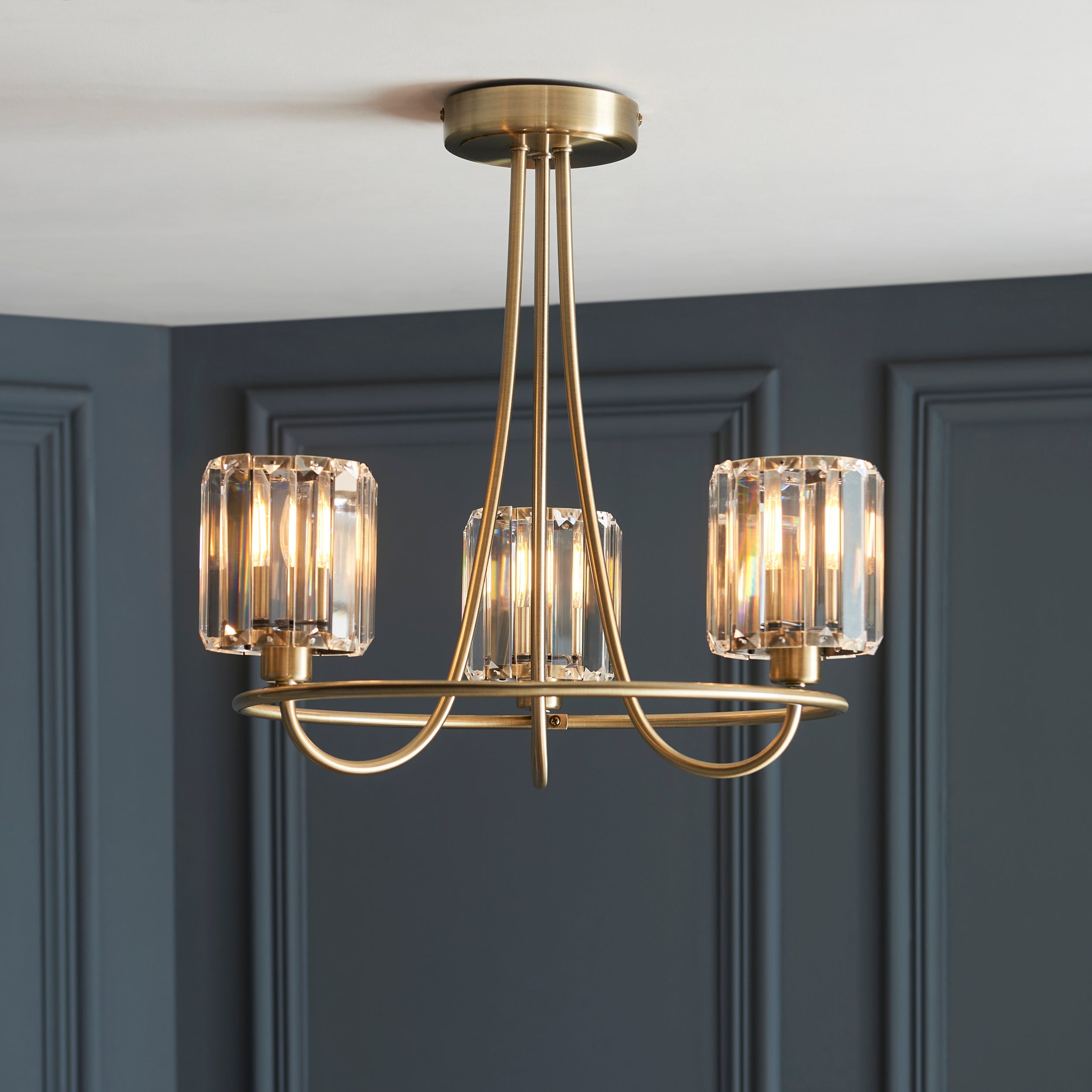 Endon Berenice 3lt Semi Flush Ottone Antico