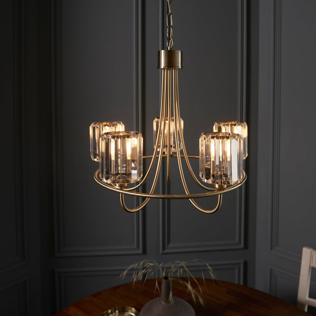 Lampadario Endon Berenice 5lt Ottone Antico