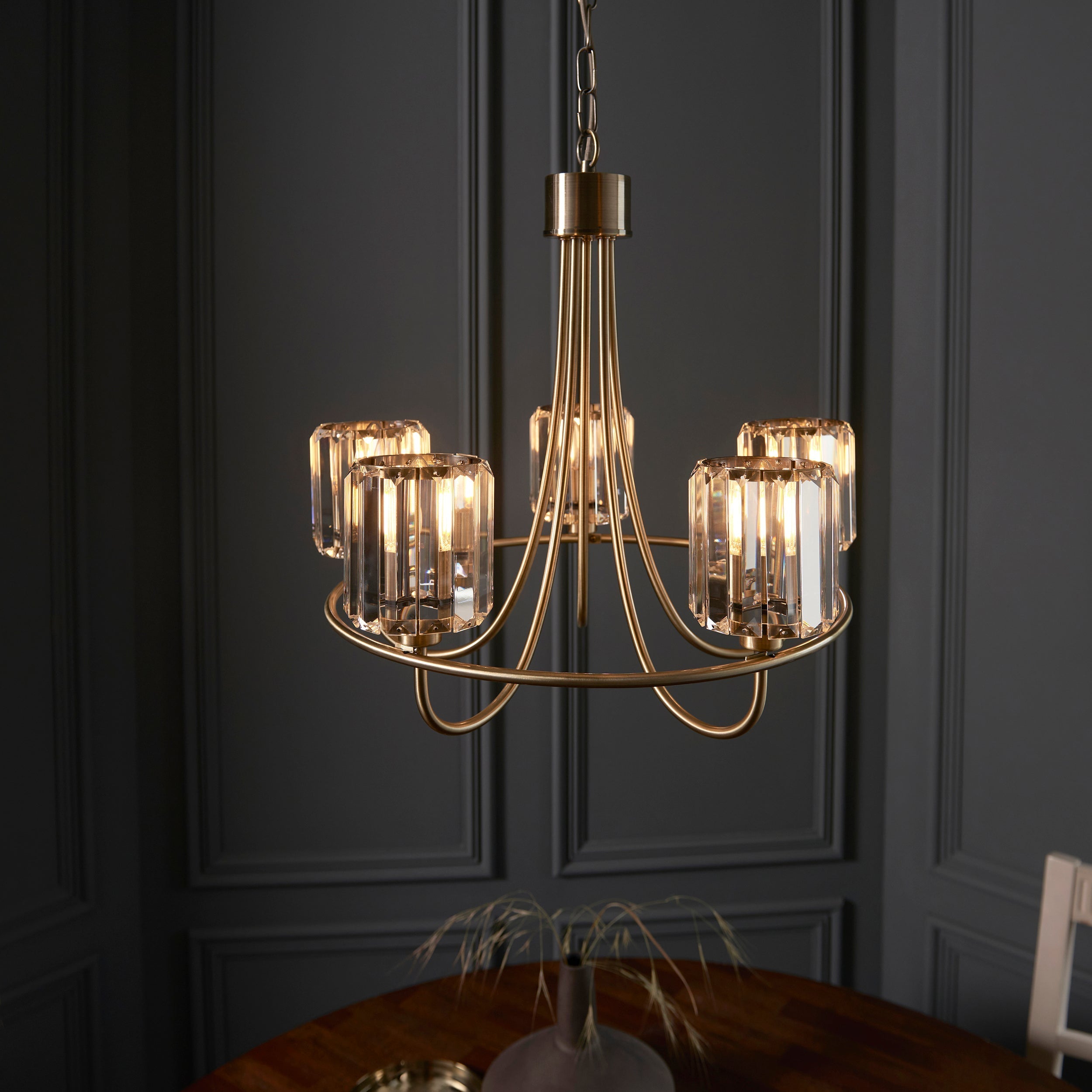 Lampadario Endon Berenice 5lt Ottone Antico