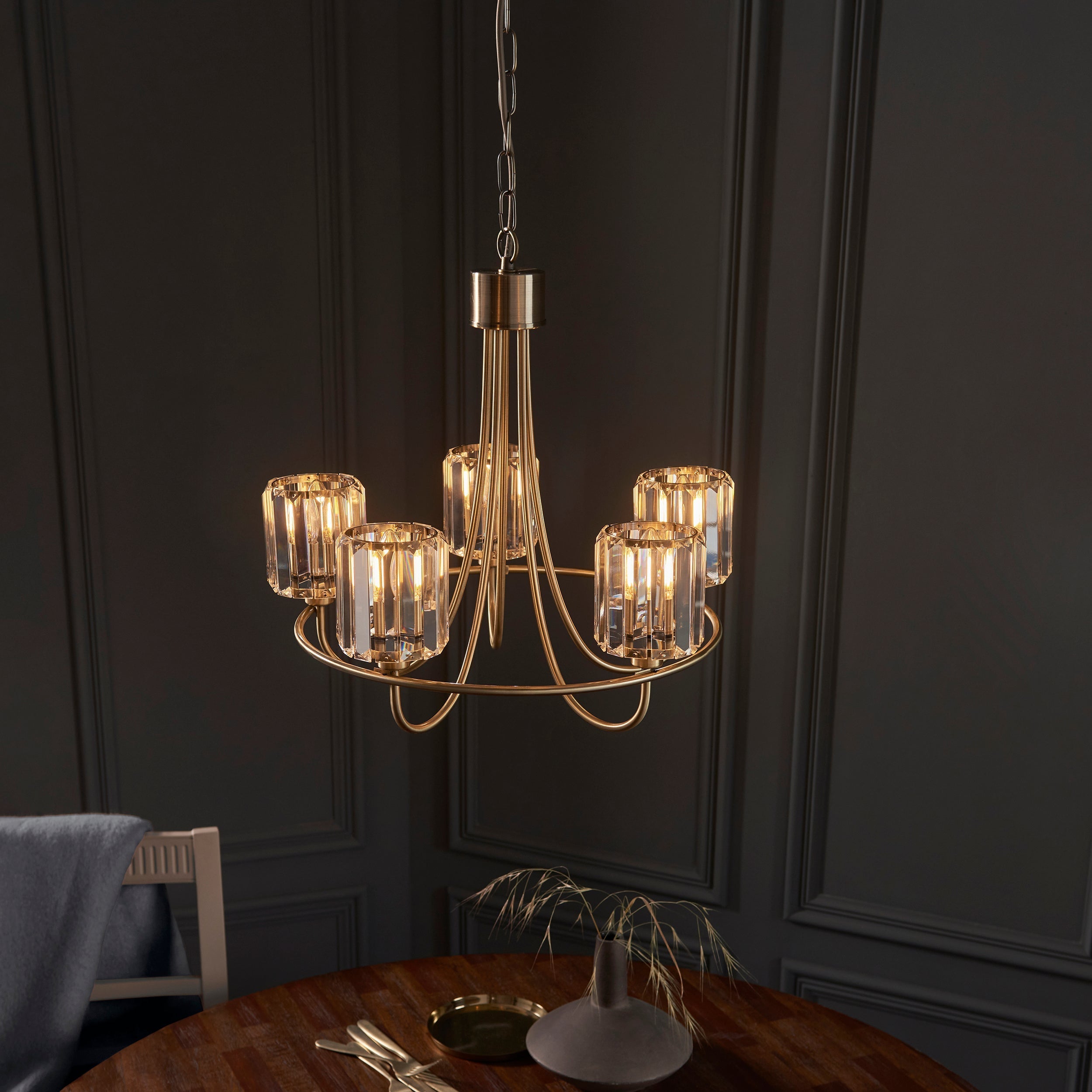 Lampadario Endon Berenice 5lt Ottone Antico