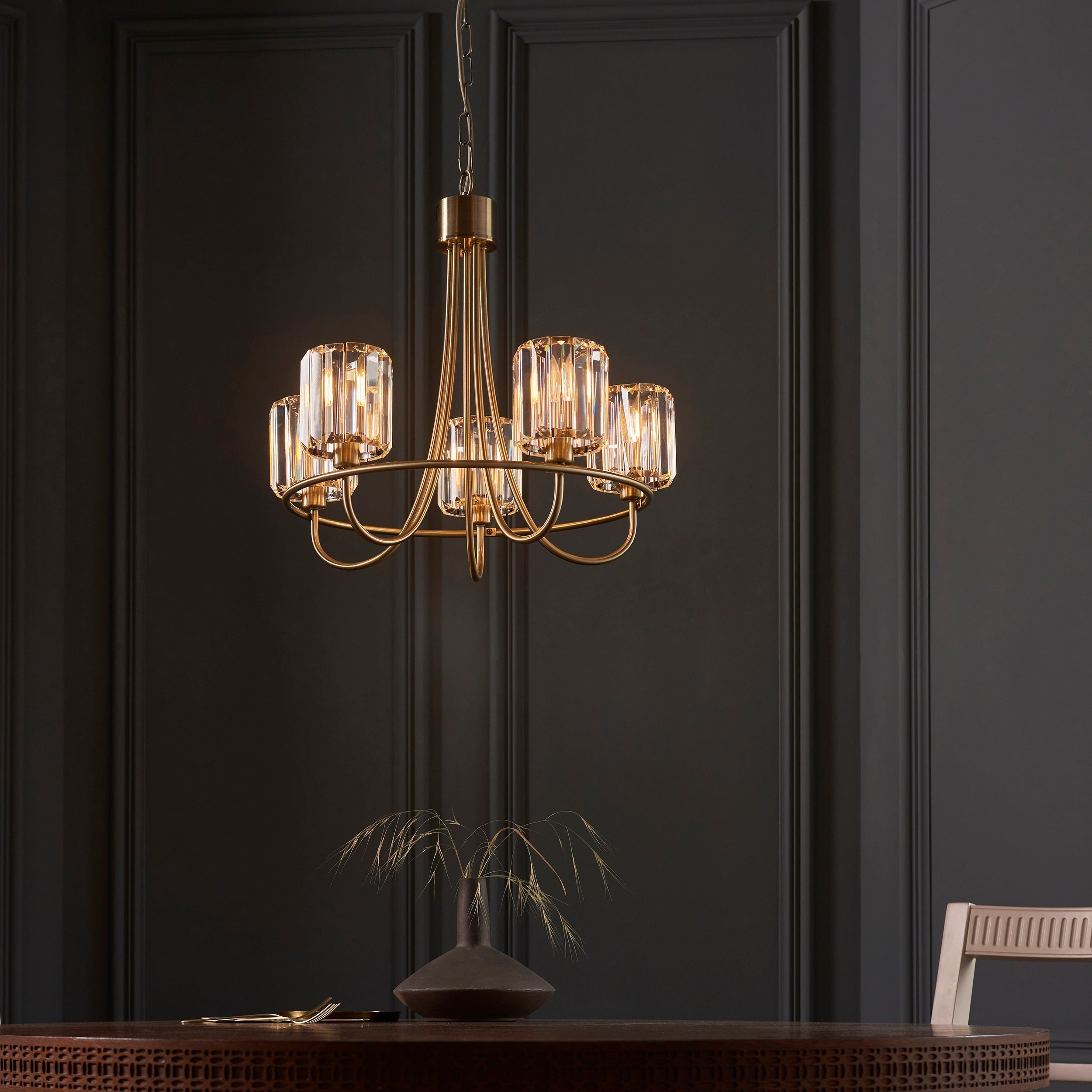 Lampadario Endon Berenice 5lt Ottone Antico