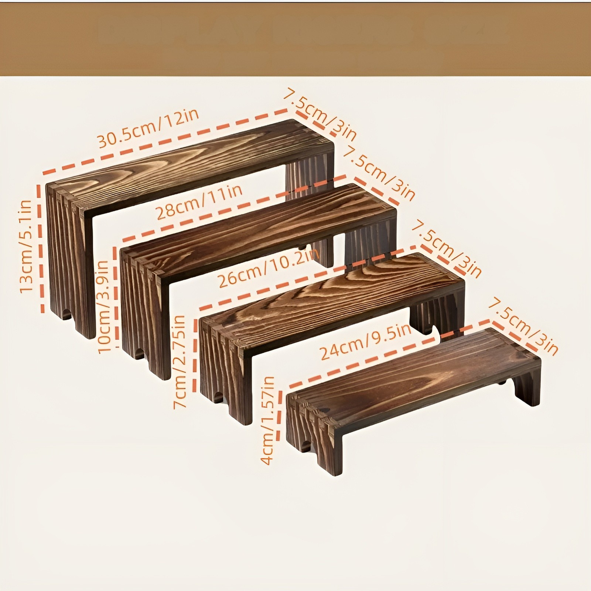 Espositore a più piani in legno – Impilabile e Versatile | Perfetto per tavoli da dessert, decorazioni e stand di vendita