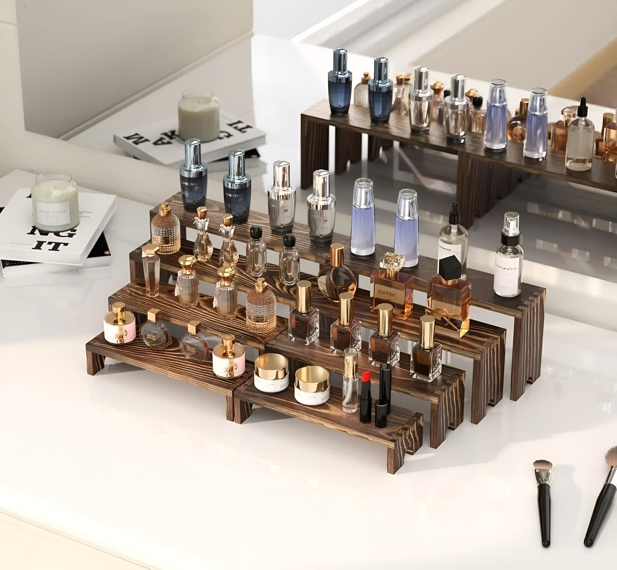 Espositore a più piani in legno – Impilabile e Versatile | Perfetto per tavoli da dessert, decorazioni e stand di vendita