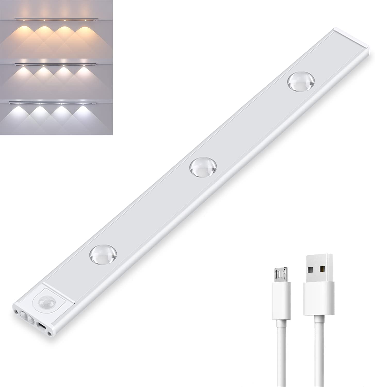 Lampada LED senza fili con sensore di movimento | Ricaricabile, dimmerabile e 3 colori