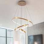 Lampada a Sospensione LED Illuminato Arisha Design Bianco/Nero/Oro Anello Interno Soggiorno/Camera da Letto