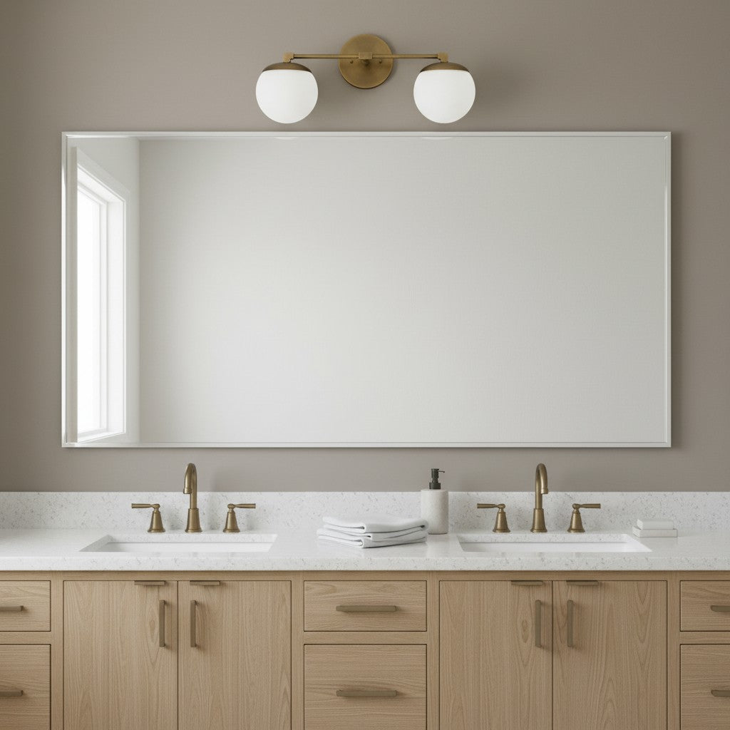 Applique da Bagno in Vetro Latte e Ottone