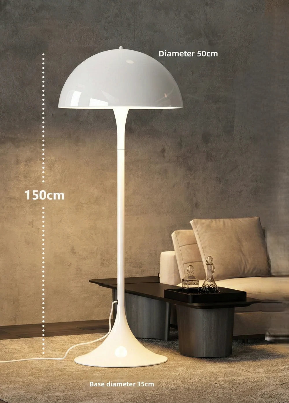Lampada Panthella – Lampada da Tavolo Champignon di Metà Secolo con Luce Morbida Diffusa