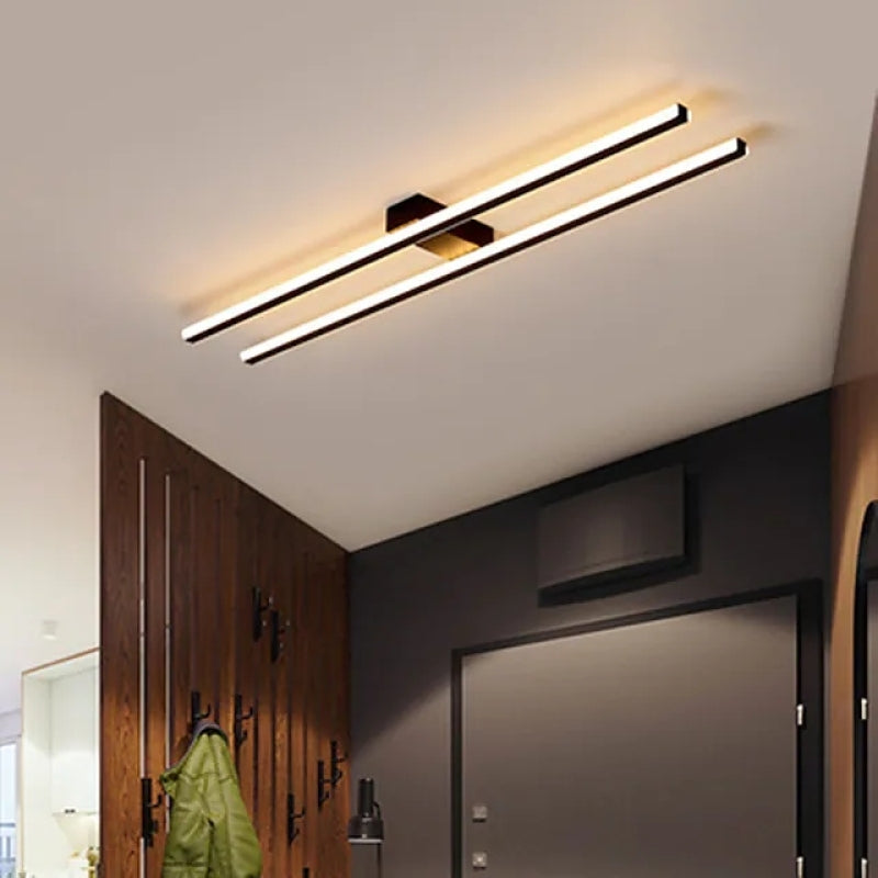 Arisha Minimalista LED Plafoniera Metallo Nera/Bianco Doppia Linea Soggiorno/Camera da Letto