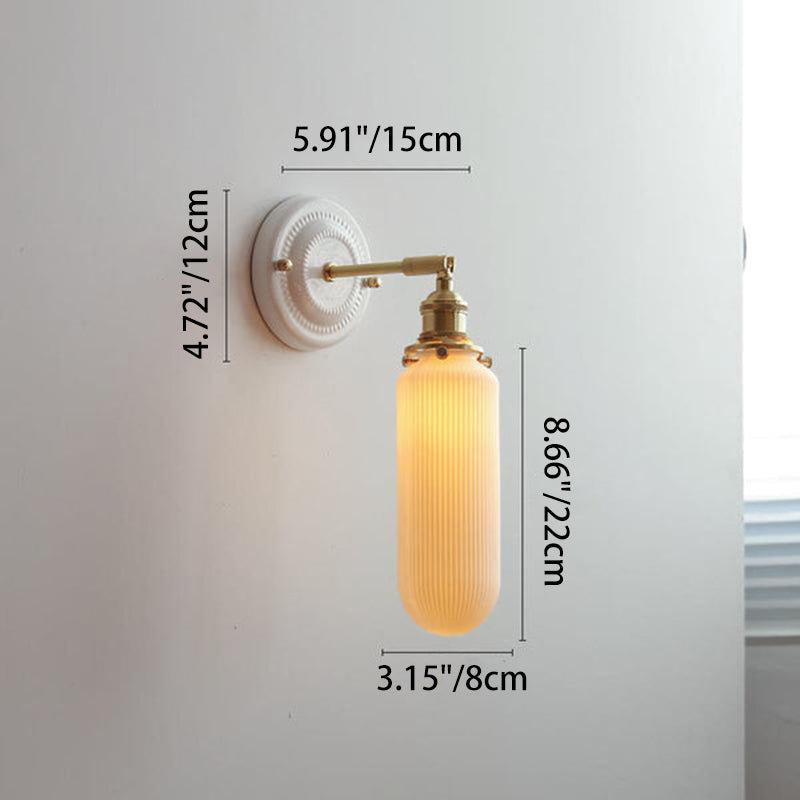 Applique da parete in ceramica vintage tradizionale rotonda in ottone con 1 luce per soggiorno