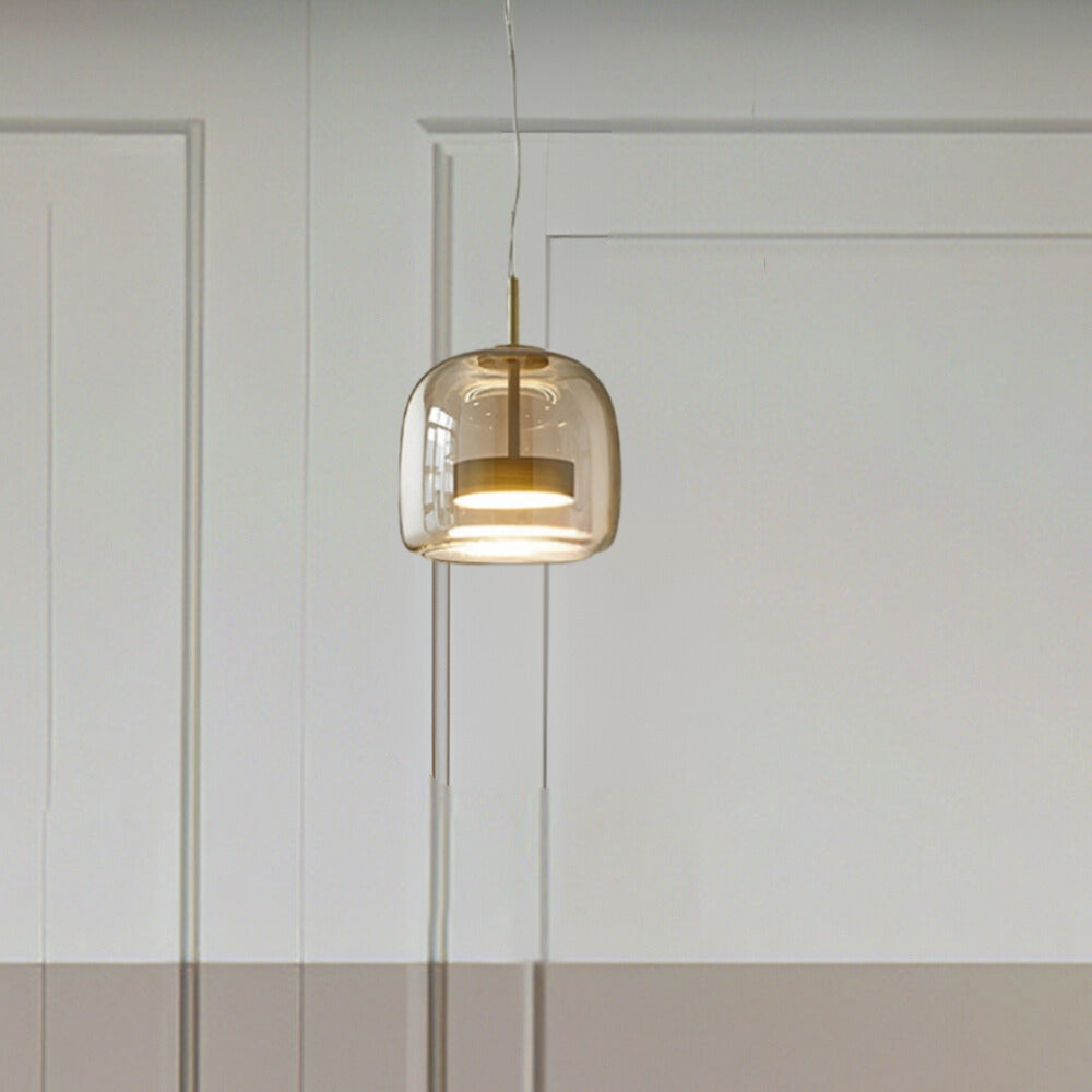 Lampadario in Vetro Moderno di Giugno Trasparente/Amber/Grigio Fumo