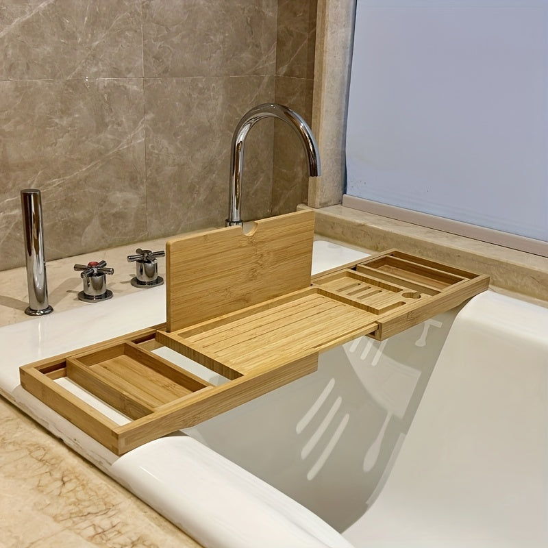BambooLux - Vassoio per vasca da bagno estensibile per un relax simile a una spa