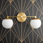 Applique da Bagno in Vetro Latte e Ottone