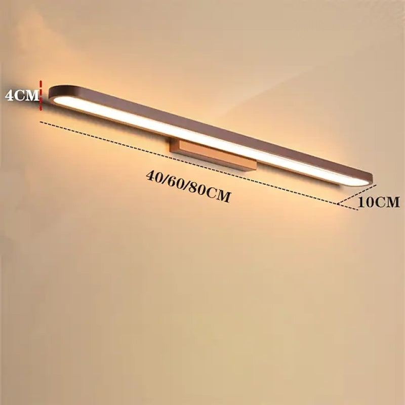 Lampada da Parete Moderna in Metallo Luxa con Specchio Frontale, Curvata, Nera/Caffè