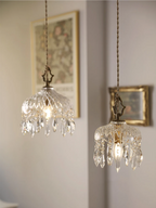 Lampada a sospensione in vetro retro francese