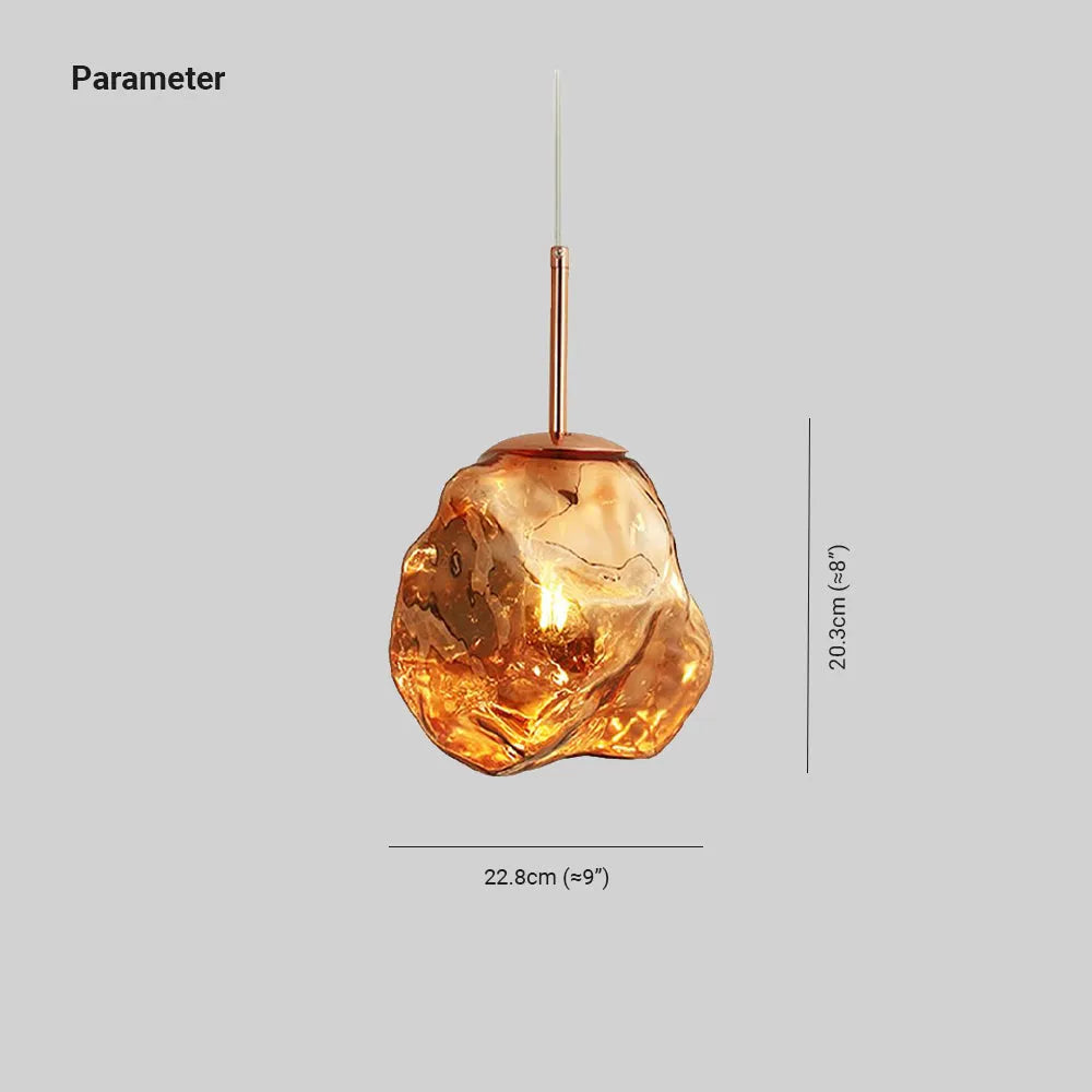 Lampada a sospensione in vetro lava, 4 colori
