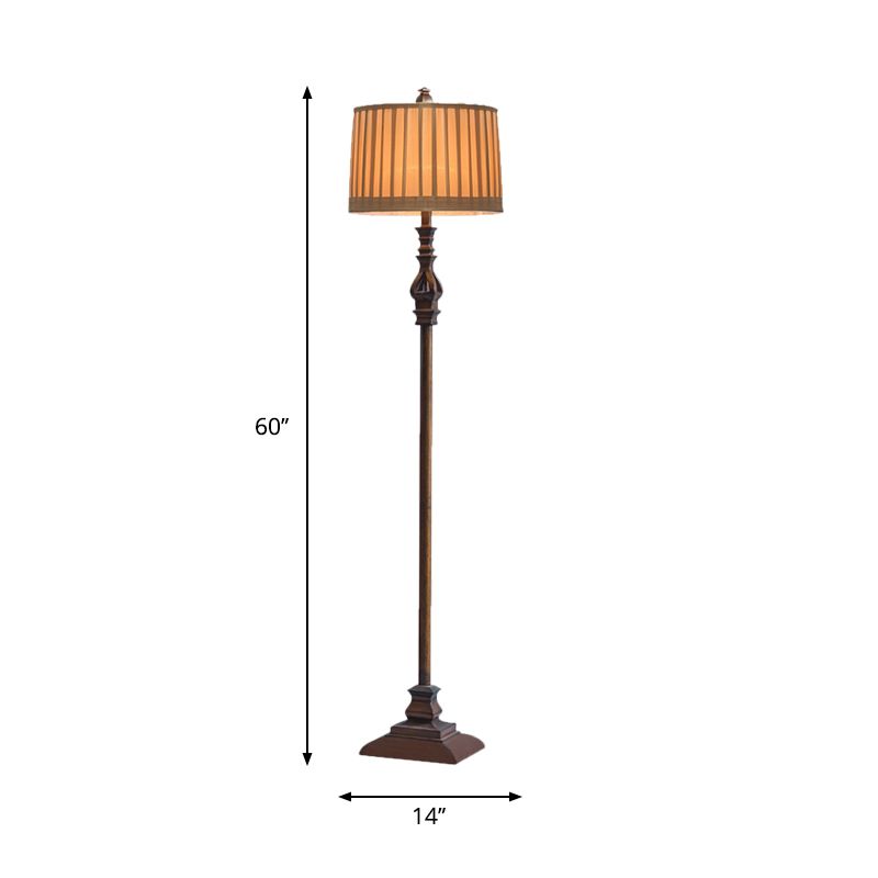 Lampada da Terra Eryn Vintage in Resina/Tessuto, Marrone