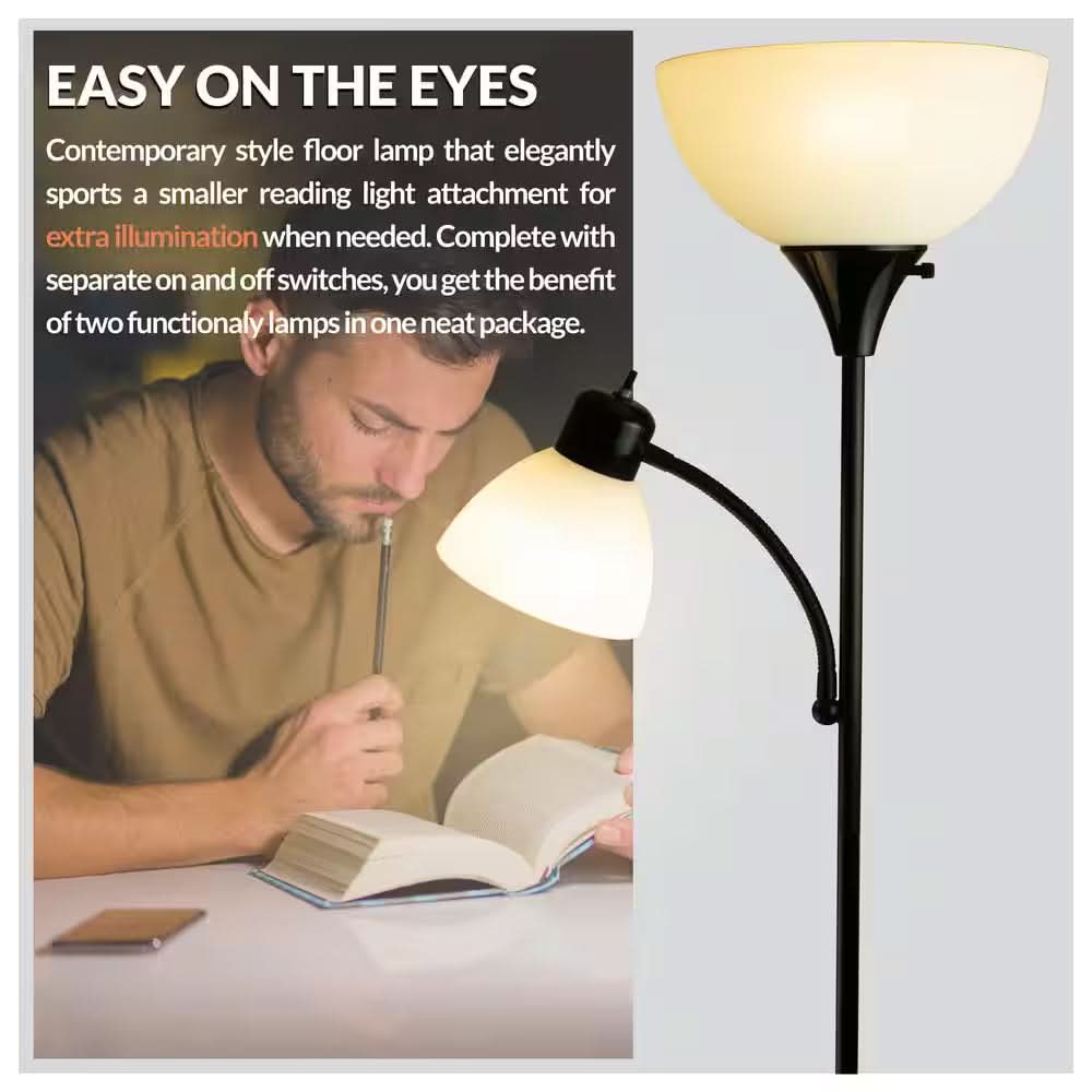 Lampada da Terra LED con Due Fonti di Luce – Lampada da Terra con Luce di Lettura