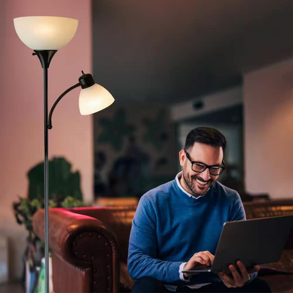 Lampada da Terra LED con Due Fonti di Luce – Lampada da Terra con Luce di Lettura