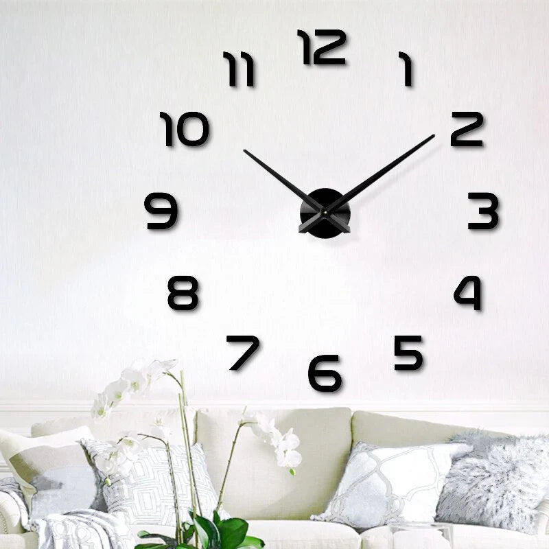 WallVibe – Orologio da parete 3D con superficie specchiata e numeri adesivi sospesi