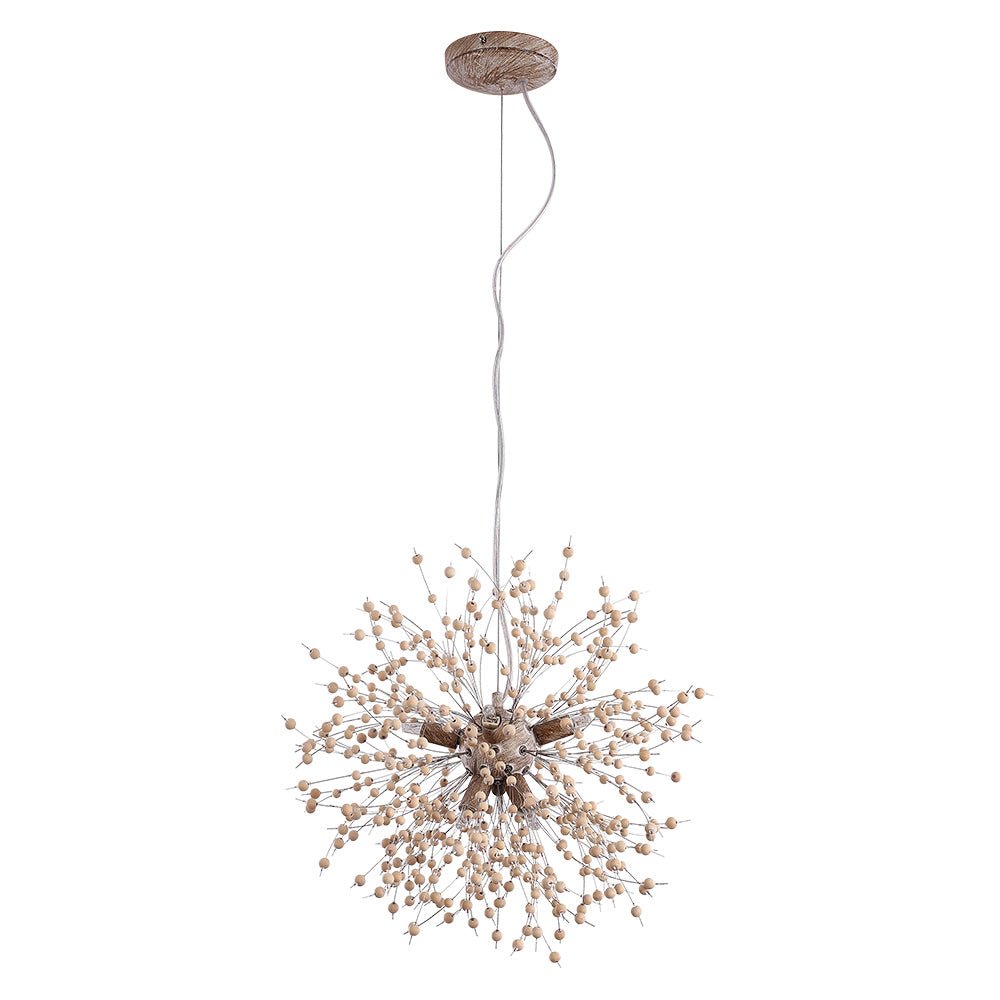 Frendorf | Lampadario Pusteblumen con perline di legno | Design Starburst Fuochi d'artificio