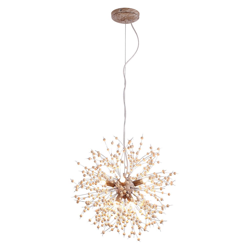 Frendorf | Lampadario Pusteblumen con perline di legno | Design Starburst Fuochi d'artificio