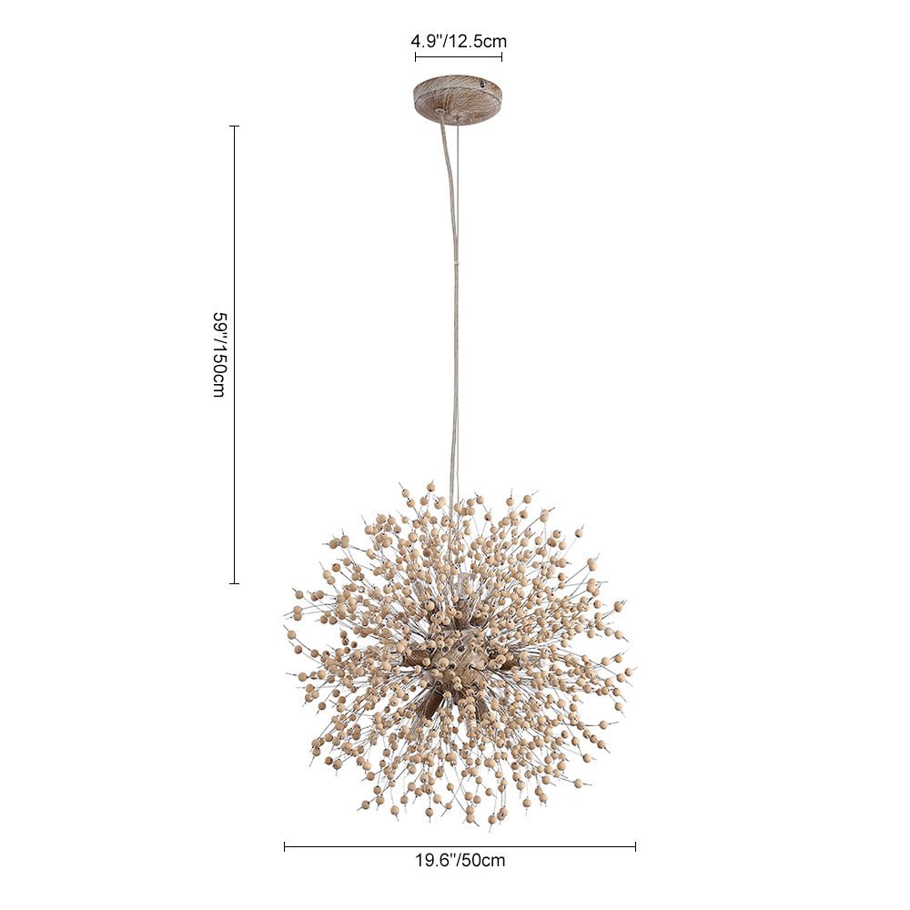 Frendorf | Lampadario Pusteblumen con perline di legno | Design Starburst Fuochi d'artificio