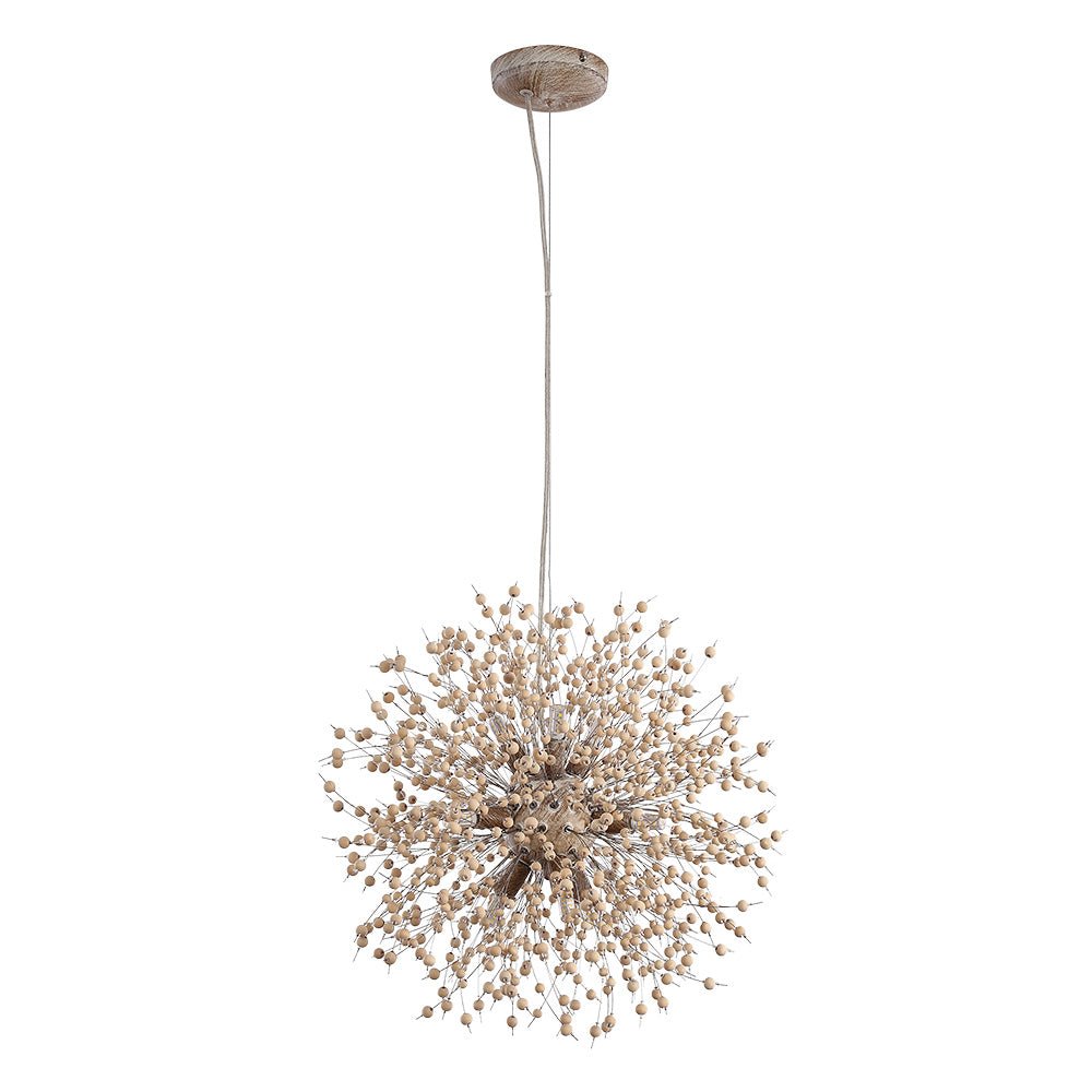 Frendorf | Lampadario Pusteblumen con perline di legno | Design Starburst Fuochi d'artificio