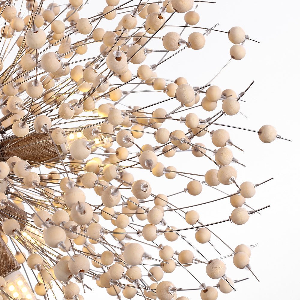 Frendorf | Lampadario Pusteblumen con perline di legno | Design Starburst Fuochi d'artificio