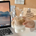 Set di bicchieri in vetro Bär (2 pezzi) – Design carino in vetro borosilicato | Con cannuccia in vetro per caffè e cocktail